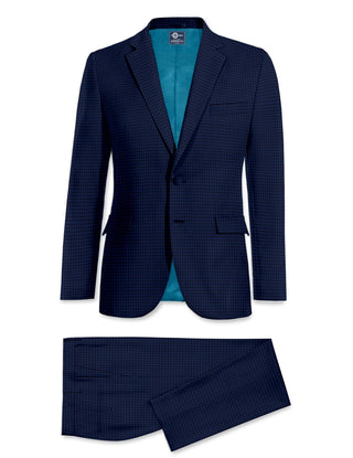 Two Button Suit - Blue Gingham Check Suit - Modshopping Clothing