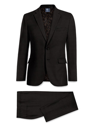 Two Button Suit - Dark Brown Gingham Check Suit - Modshopping Clothing