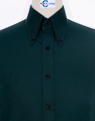 Dark Green Button Down Collar Shirt - Modshopping Clothing