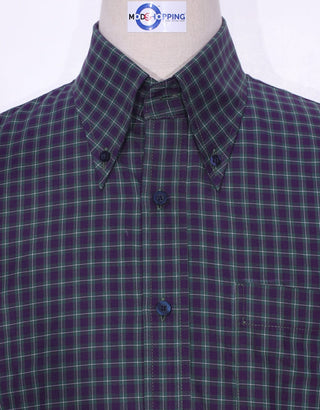 Purple And Green Gingham Check Shirt - Modshopping Clothing