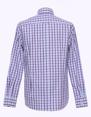 Light Sky And Purple Windowpane Check Shirt - Modshopping Clothing