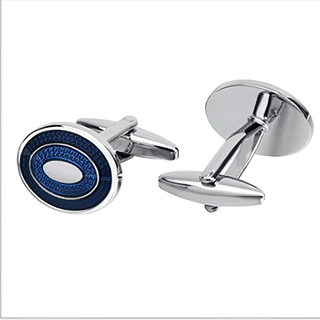 Luxury Men's Oval Blue Crystal Cufflinks - Modshopping Clothing