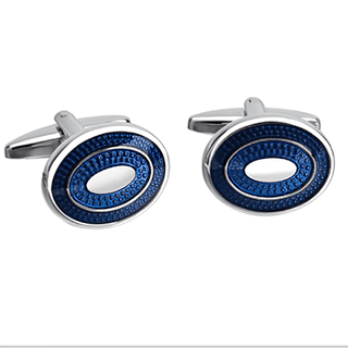 Luxury Men's Oval Blue Crystal Cufflinks - Modshopping Clothing