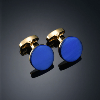 Round Blue Stone Cufflinks For Men's - Modshopping Clothing