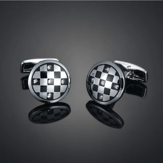 Round Silver Black Cufflinks For Men's - Modshopping Clothing