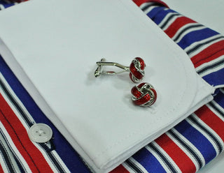 slim fit stainless steel red knots cufflinks for men - Modshopping Clothing