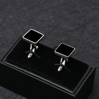 Square Black Stone Cufflinks For Men - Modshopping Clothing