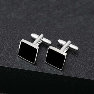 Square Black Stone Cufflinks For Men - Modshopping Clothing