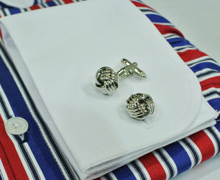 stainless steel silver knots cufflinks for men, men's slim fit - Modshopping Clothing