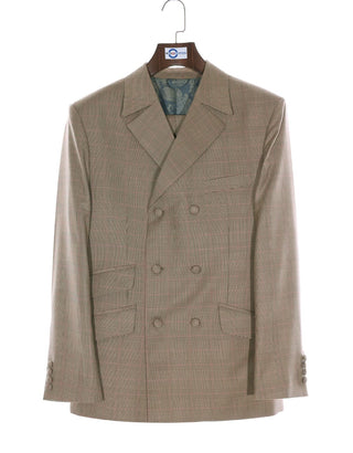 Double Breasted Suit | Brown Prince Of Wales Check Suit - Modshopping Clothing