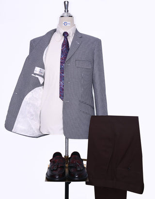 Vintage Style Black and White Houndstooth Blazer - Modshopping Clothing