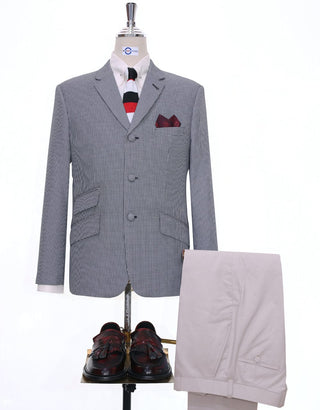 Black and White Small Houndstooth Blazer - Modshopping Clothing