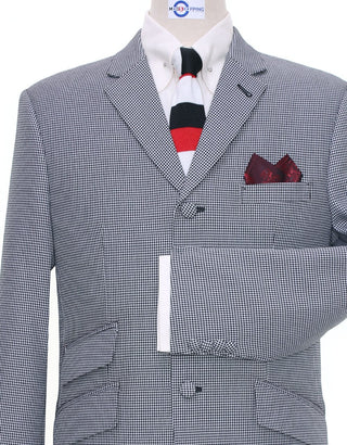 Black and White Small Houndstooth Blazer - Modshopping Clothing
