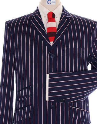 Boating Blazer | Navy Blue and White Striped Blazer - Modshopping Clothing
