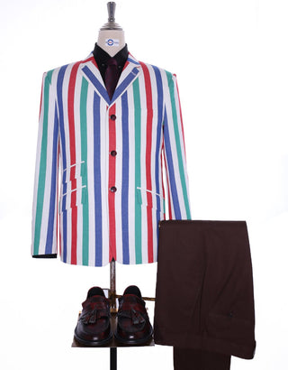 Boating Blazer | Red and Green Striped Blazer - Modshopping Clothing