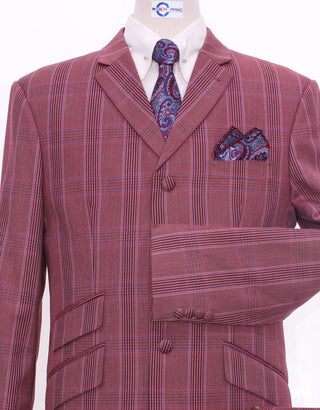 Burnt Brick Prince Of Wales Check Blazer Jacket - Modshopping Clothing