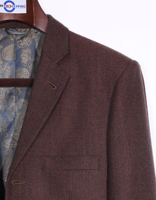 Brown Herringbone Tweed Jacket - Modshopping Clothing