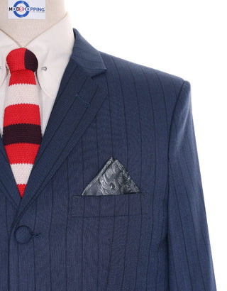 Navy Blue Striped Blazer Jacket - Modshopping Clothing