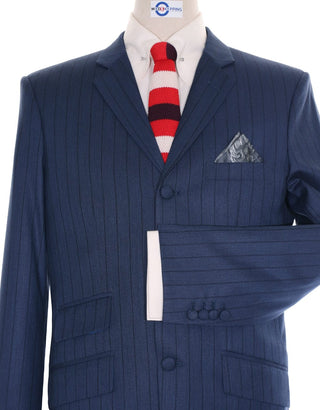 Navy Blue Striped Blazer Jacket - Modshopping Clothing