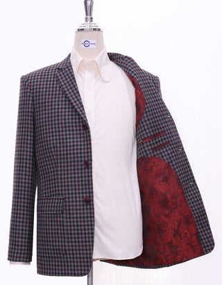 Grey Gingham Check Tweed Jacket - Modshopping Clothing