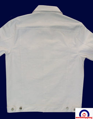 Vintage Style White  Denim  Jacket - Modshopping Clothing