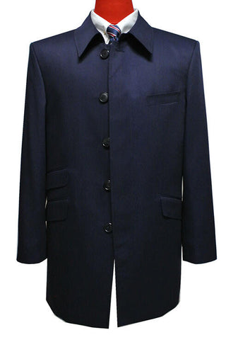 Navy Blue Mac Coat For Men - Modshopping Clothing