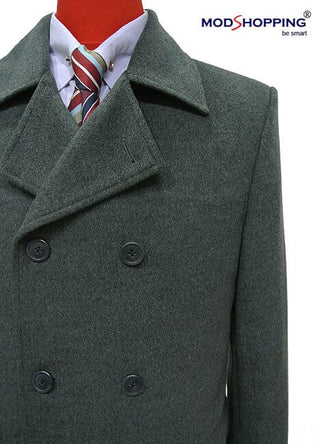 60's Retro Grey Pea Coat - Modshopping Clothing