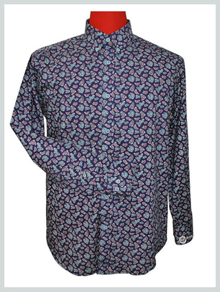 60s Mod Style Purple Paisley Shirt - Modshopping Clothing