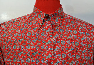 Paisley Shirt | 60s Vintage Style Red Paisley Mod Shirt - Modshopping Clothing