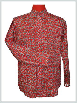 Paisley Shirt | 60s Vintage Style Red Paisley Mod Shirt - Modshopping Clothing