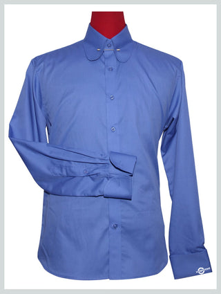 Sky Blue Penny Pin Collar Shirt - Modshopping Clothing