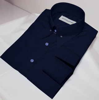 Navy Blue Pin Collar Shirt - Modshopping Clothing