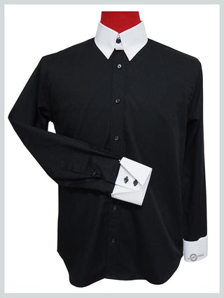 Tab Collar Shirt |  Black Wedding Shirt - Modshopping Clothing