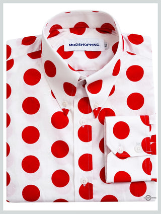 Red and White Polka Dot Shirt - Modshopping Clothing