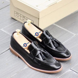 Black Tassel Loafer Leather Shoe - Modshopping Clothing