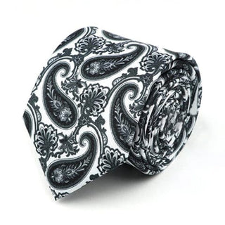 Black And White Paisley Necktie - Modshopping Clothing