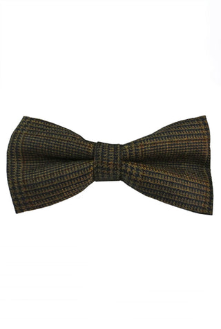 bow tie | men's brown prince of wales check skinny bow tie uk - Modshopping Clothing