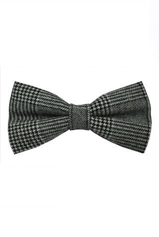 bow tie | men's grey prince of wales check skinny bow tie uk - Modshopping Clothing