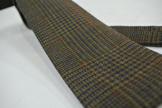 brown prince of wales check wool necktie for men - Modshopping Clothing