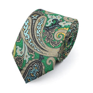 Green And Khaki Paisley Necktie - Modshopping Clothing