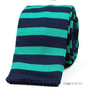 knitted tie| original 60s mod style aqua & navy blue knit ties uk - Modshopping Clothing
