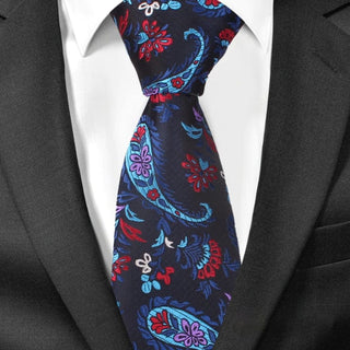 Navy Blue And Red Paisley Necktie - Modshopping Clothing