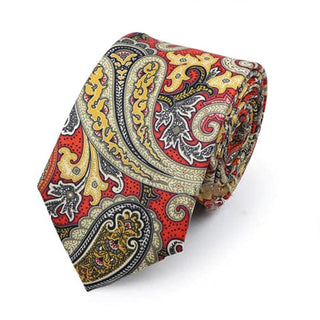 Orange And Khaki Paisley Necktie - Modshopping Clothing