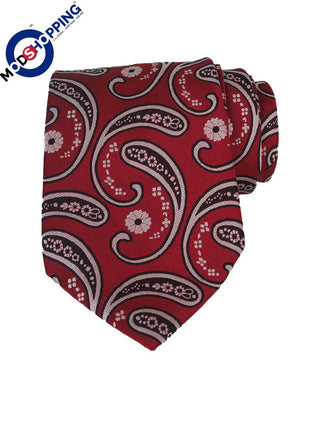paisley tie| 100% silk retro mod style red paisley tie for men - Modshopping Clothing