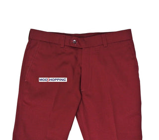 Sta Press Trousers | 60s Mod Classic Burgundy Mens Trouser - Modshopping Clothing