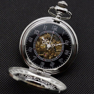 Pocket Watch Set Silver Analog Display - Modshopping Clothing