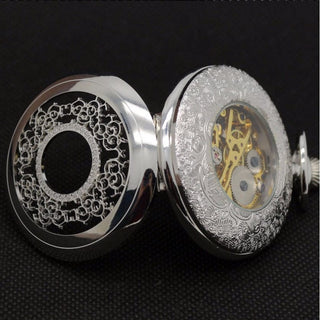 Pocket Watch Set Silver Analog Display - Modshopping Clothing