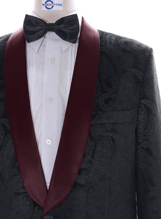 Tuxedo Jacket - Black Paisley Tuxedo Jacket - Modshopping Clothing