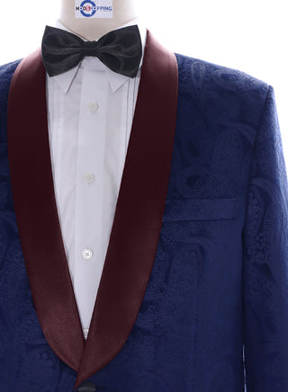 Tuxedo Jacket - Blue Paisley Tuxedo Jacket - Modshopping Clothing
