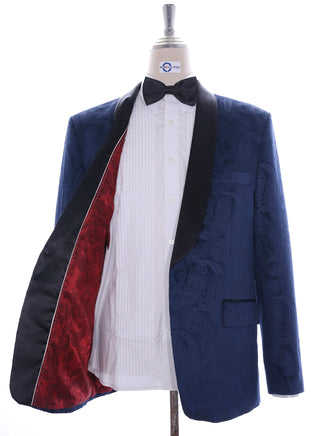 Tuxedo Jacket - Navy Blue Paisley Tuxedo Jacket - Modshopping Clothing